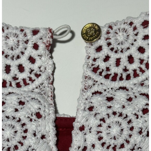 Genuine Kids by OshKosh Dress Lace Embroidered Scalloped Hem White Red - Picture 6 of 9